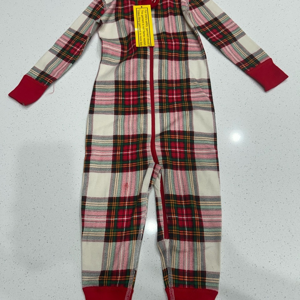 Hanna Andersson Red and Cream Plaid Kids Footie